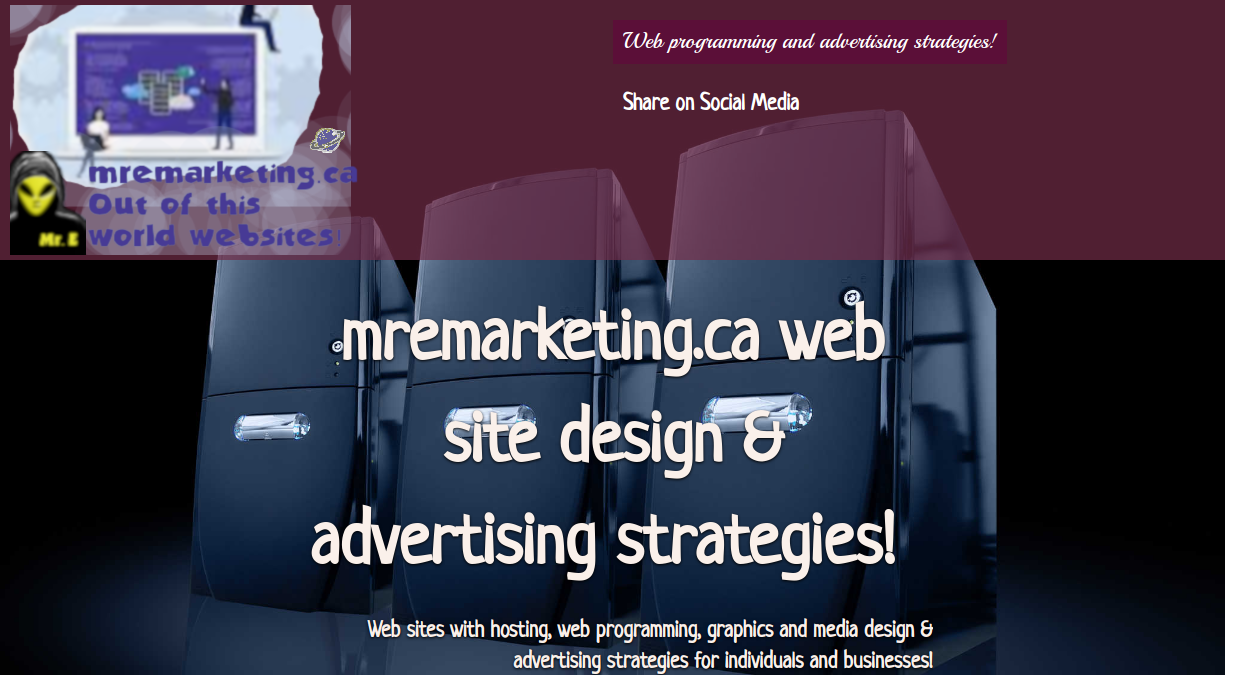 mremarketing.ca a special concept web site hosting, domain name and web programming advertisement web site!